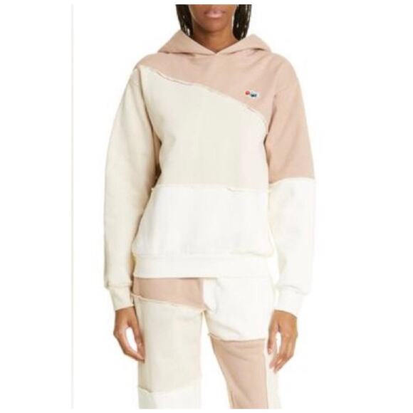 Melody Ehsani Gender Inclusive Patchwork hoodie and Sweatpants in Warm Taupe - Picture 2 of 12